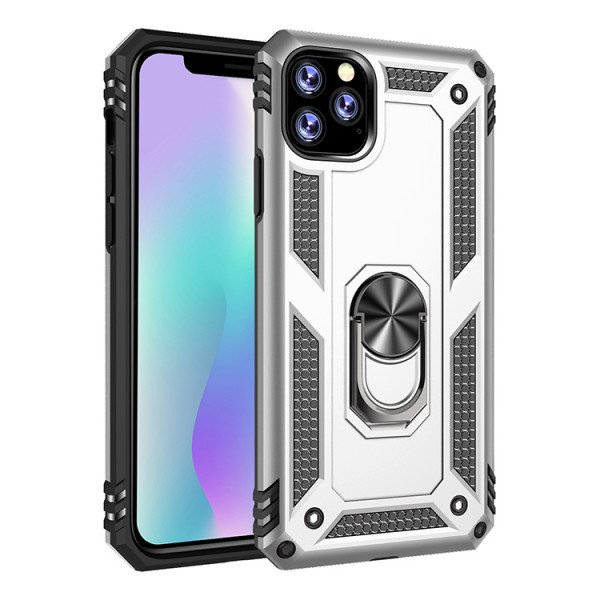 Wholesale iPhone 11 (6.1in) Tech Armor Ring Grip Case with Metal Plate (Silver)